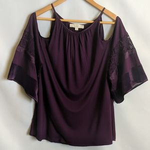 Loft Maroon Cold Shoulder top